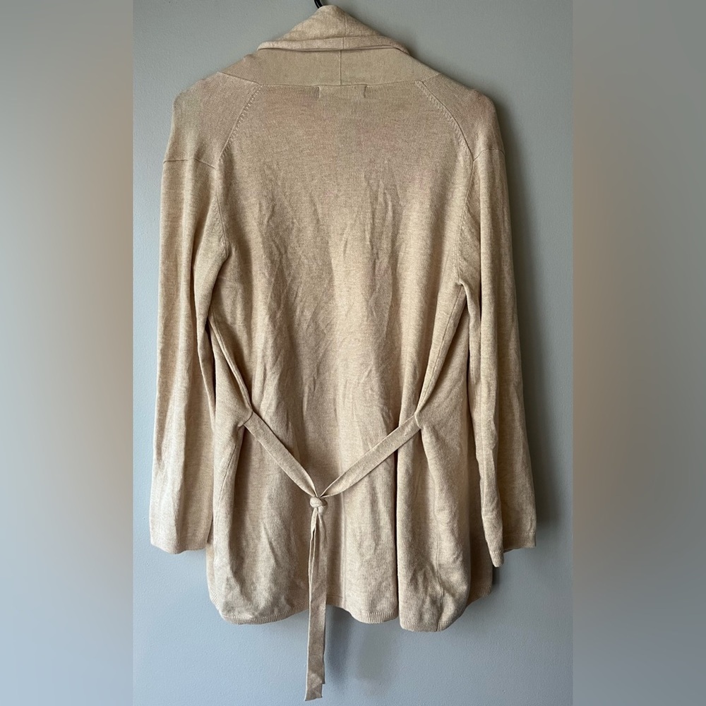 Zara knit Womens small Open Front Cardigan Sweater oatmeal Colored Long Sleeve - Picture 4 of 7